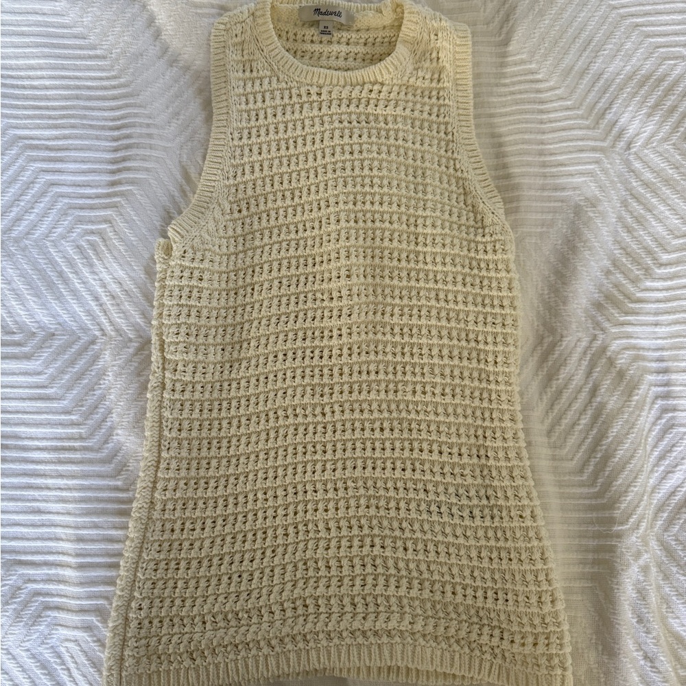 Madewell Cream Sleeveless Crochet Top XS